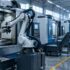 CNC tezgâh sırasında parça yükleyen altı eksenli endüstriyel robot kolu